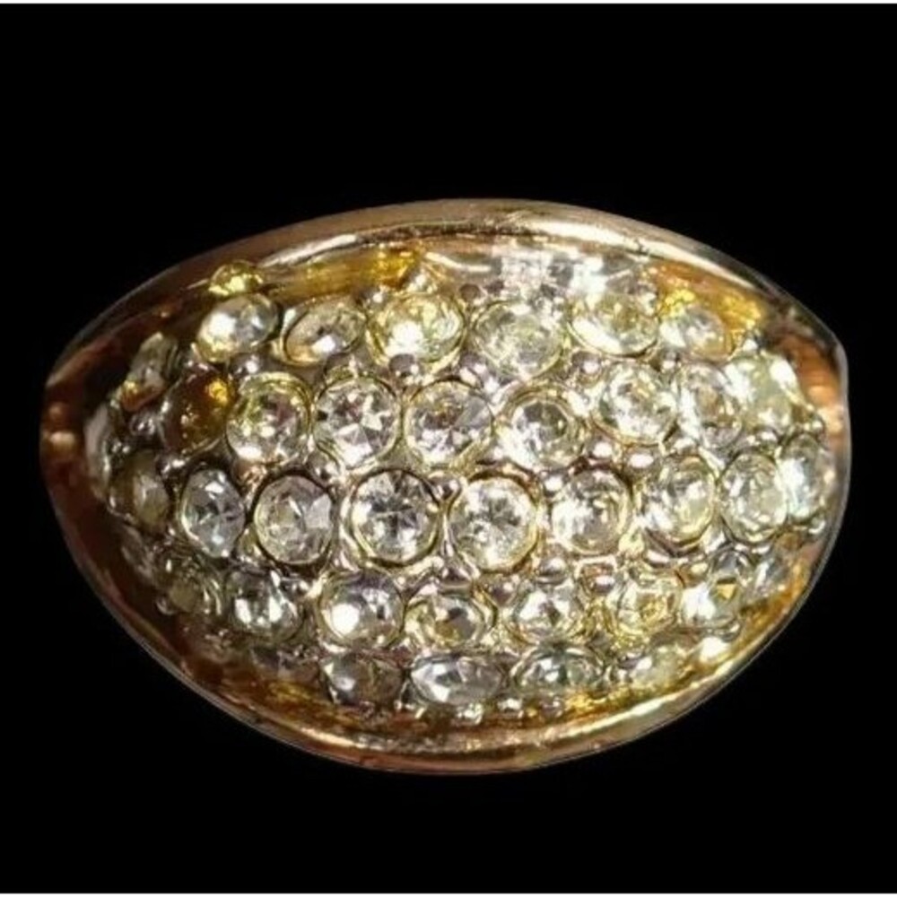 18KT SGF Gold Tone CZ Cluster Fashion Dome Cocktail Ring 5.28 grams Size 8.5